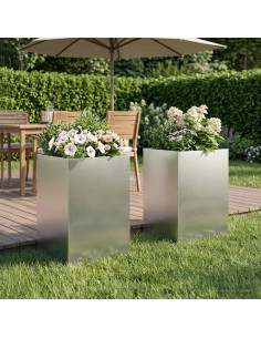 Vaso da giardino 2 pz Argento 50 x 50 x 75 cm Acciaio Inox