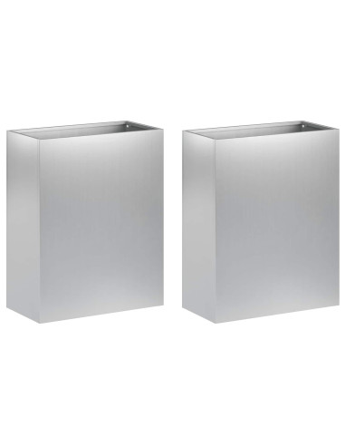 Vaso da giardino 2 pz Argento 40 x 20 x 40 cm Acciaio zincato