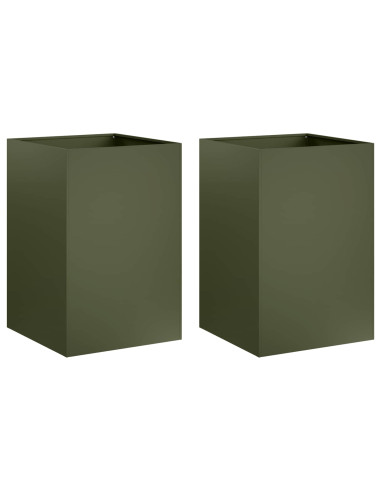 Vaso da giardino 2 pz Verde Oliva 50 x 50 x 75 cm