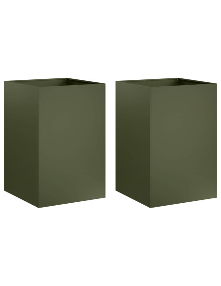 Vaso da giardino 2 pz Verde Oliva 50 x 50 x 75 cm