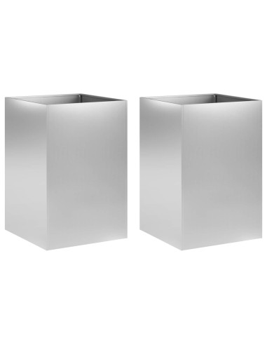 Vaso da giardino 2 pz Argento 40 x 40 x 75 cm Acciaio zincato