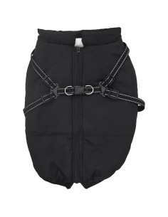 Cappotto Cani con Imbracatura Impermeabile Riflettente Nero L52