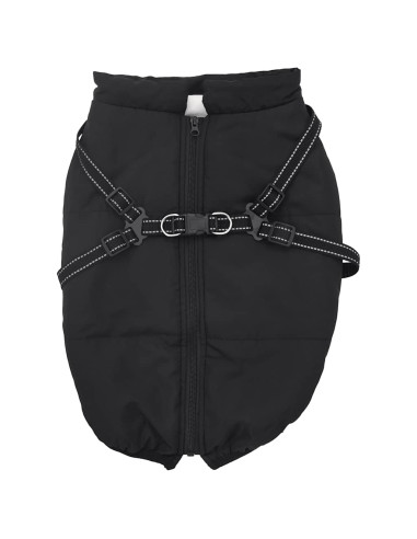 Cappotto Cani con Imbracatura Impermeabile Riflettente Nero L52