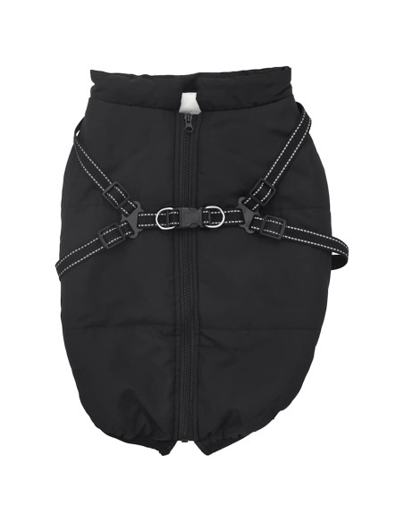 Cappotto Cani con Imbracatura Impermeabile Riflettente Nero L52