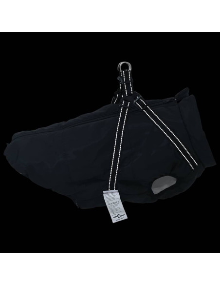 Cappotto Cani con Imbracatura Impermeabile Riflettente Nero L52