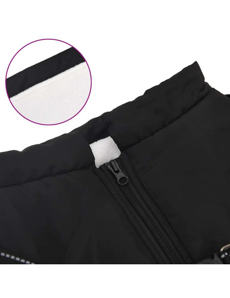 Cappotto Cani con Imbracatura Impermeabile Riflettente Nero L52