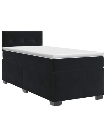 Letto box spring con materasso Nero 90 x 190 cm Velluto