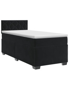 Letto box spring con materasso Nero 90 x 190 cm Velluto