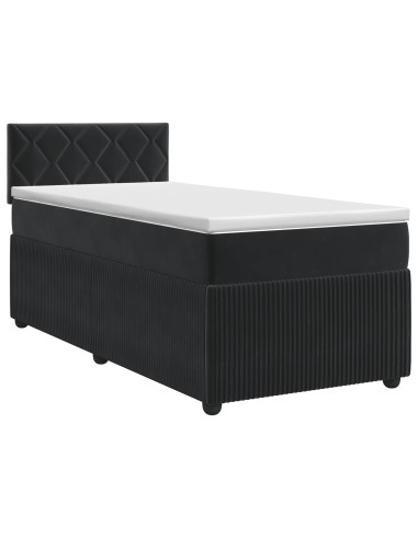 Letto box spring con materasso Nero 100 x 200 cm Velluto