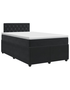 Letto box spring con materasso Nero 120 x 190 cm Velluto