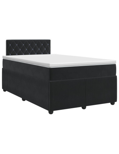 Letto box spring con materasso Nero 120 x 190 cm Velluto