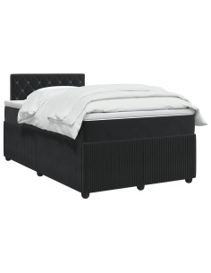 Letto box spring con materasso Nero 120 x 190 cm Velluto 2