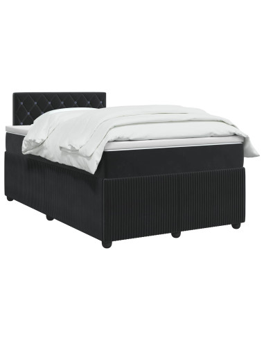 Letto box spring con materasso Nero 120 x 190 cm Velluto