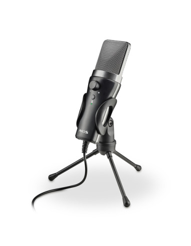 NGS MS120 USB: microfono USB con supporto per treppiede. Ideale per PC o laptop. Suono chiaro. Regol