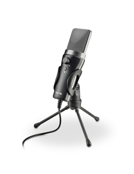 NGS MS120 USB: microfono USB con supporto per treppiede. Ideale per PC o laptop. Suono chiaro. Regol