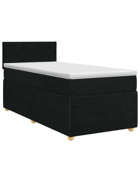 Letto box spring con materasso Nero 90 x 190 cm Tessuto