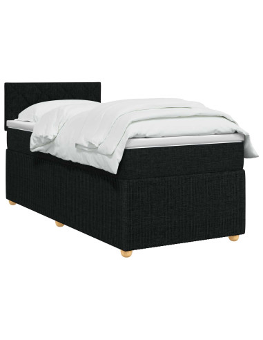 Letto box spring con materasso Nero 90 x 190 cm Tessuto