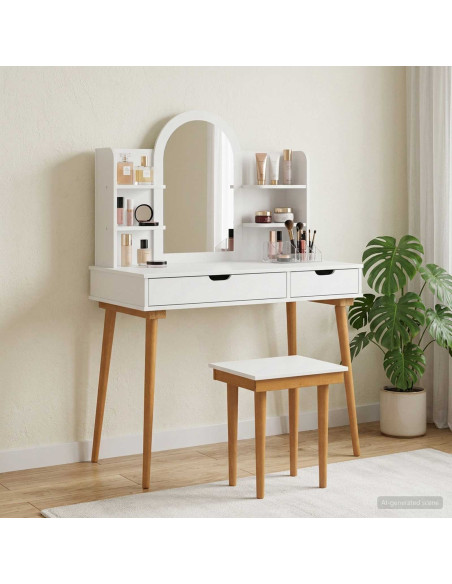 Tavolo da Trucco FAUSKE Bianco 112 x 50 x 78 cm