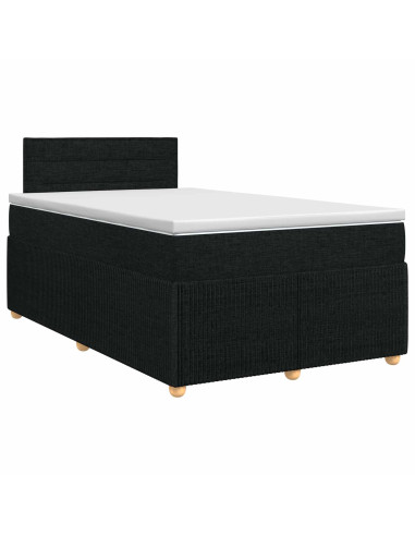 Letto box spring con materasso Nero 120 x 200 cm Tessuto