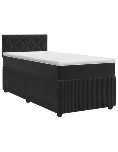 Letto box spring con materasso Nero 80 x 200 cm Velluto