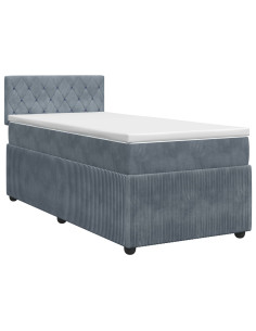 Letto box spring con materasso Grigio Scuro 90 x 190 cm Velluto