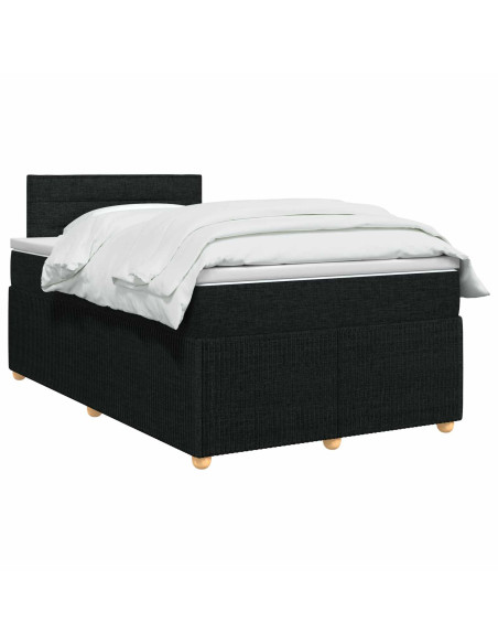 Letto box spring con materasso Nero 120 x 200 cm Tessuto