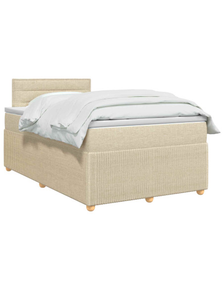 Letto box spring con materasso Crema 120 x 200 cm Tessuto
