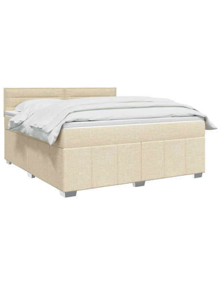 Letto box spring con materasso Crema 140 x 200 cm Tessuto