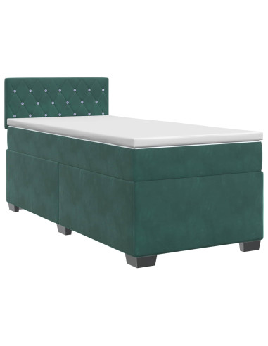Letto box spring con materasso Verde Scuro 90 x 200 cm Velluto