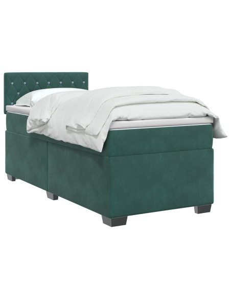Letto box spring con materasso Verde Scuro 90 x 200 cm Velluto
