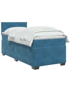 Letto box spring con materasso Blu Scuro 90 x 200 cm Velluto 2
