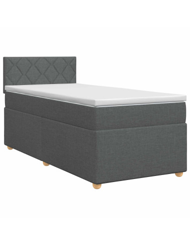 Letto box spring con materasso Grigio Scuro 90 x 200 cm Tessuto