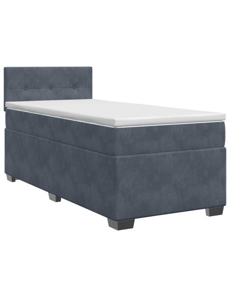 Letto box spring con materasso Grigio Scuro 90 x 190 cm Velluto