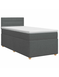 Letto box spring con materasso Grigio Scuro 80 x 200 cm Tessuto