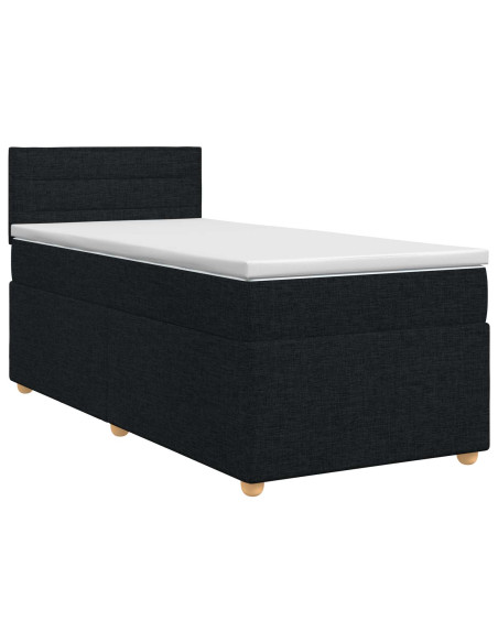 Letto box spring con materasso Nero 90 x 190 cm Tessuto