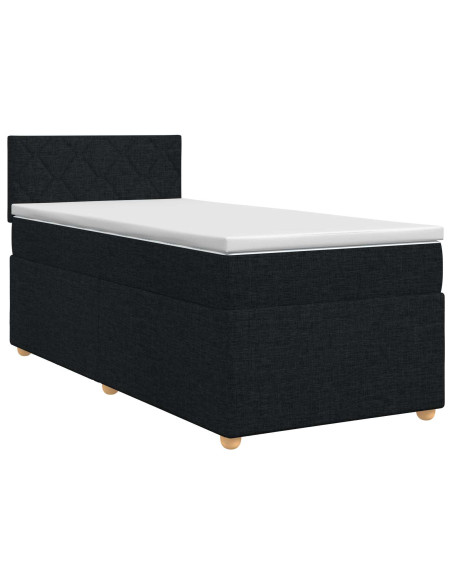 Letto box spring con materasso Nero 90 x 190 cm Tessuto