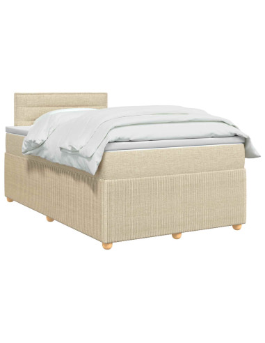 Letto box spring con materasso Crema 120 x 190 cm Tessuto
