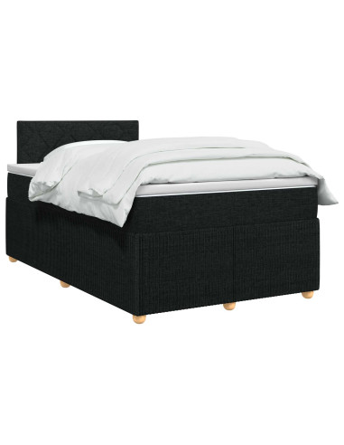 Letto box spring con materasso Nero 120 x 190 cm Tessuto