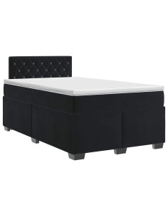 Letto box spring con materasso Nero 120 x 190 cm Velluto