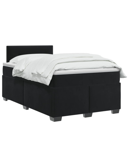 Letto box spring con materasso Nero 120 x 190 cm Velluto