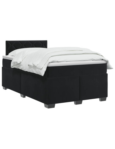 Letto box spring con materasso Nero 120 x 190 cm Velluto
