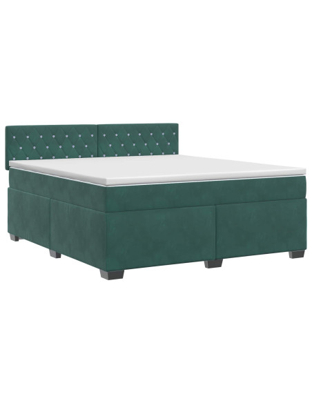 Letto box spring con materasso Verde Scuro 140 x 190 cm Velluto