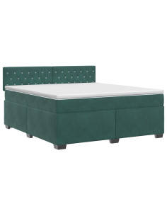 Letto box spring con materasso Verde Scuro 140 x 200 cm Velluto