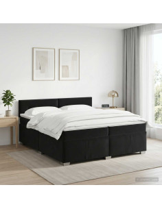 Letto box spring con materasso Nero 200 x 200 cm Velluto