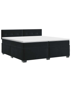 Letto box spring con materasso Nero 200 x 200 cm Velluto 2