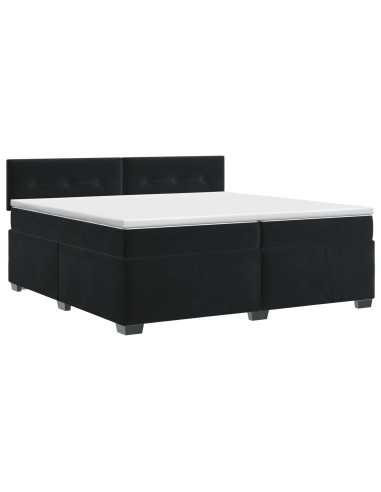 Letto box spring con materasso Nero 200 x 200 cm Velluto