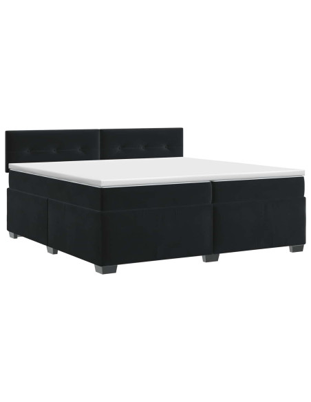 Letto box spring con materasso Nero 200 x 200 cm Velluto