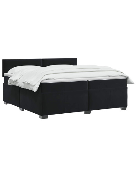 Letto box spring con materasso Nero 200 x 200 cm Velluto