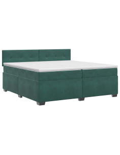 Letto box spring con materasso Verde Scuro 200 x 200 cm Velluto