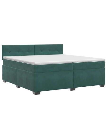 Letto box spring con materasso Verde Scuro 200 x 200 cm Velluto
